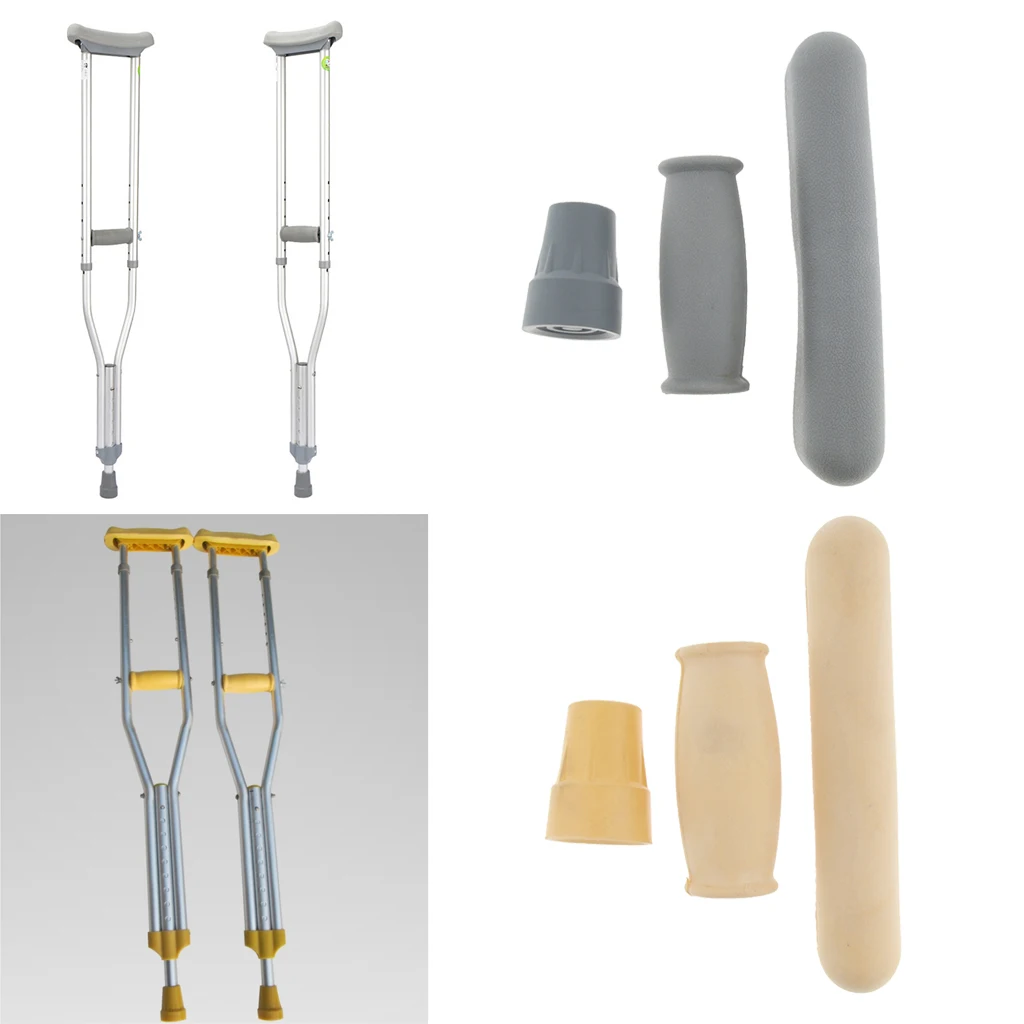Seniors Crutch Replacement Part Kit Tips Cover Underarm Pad Hand Grip Covers