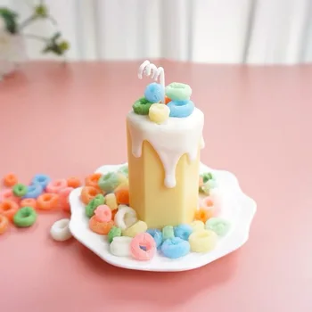 

Simulation oatmeal doughnut shapes mold silicone cream biscuit candle mold hexagonal design acrylic mold handmade candle making