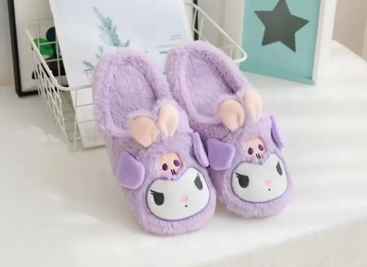 1 пара изысканных плюшевых тапочек с персонажами из мультфильмов my Melody Pudding Cinnamoroll Dog теплые меховые домашние шлепанцы мягкие подарок плюшевая игрушка - Цвет: 4