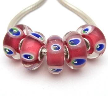 

JGWG1257 5X 100% Authenticity S925 Sterling Silver Beads Murano Glass beads Fit European Charms Bracelet diy jewelry Lampwork