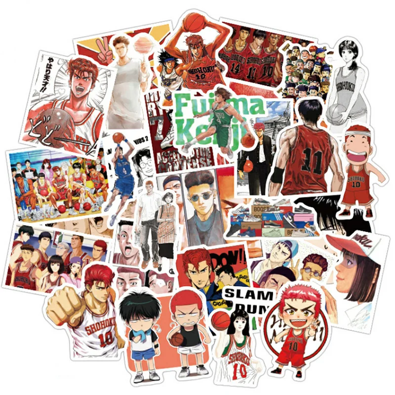 

10/50 Pcs Slam Dunk Stickers Japanese Anime Stickers For Laptop Luggage Motorcycle Phone Skateboard Waterproof Decals Notebook