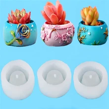 

DIY Succulent Plants Pot Mold Silicone Rose Flowerpot Bonsai Pot Resin Casting Mold Aromatherapy Plaster Mold Candle Holder Mold