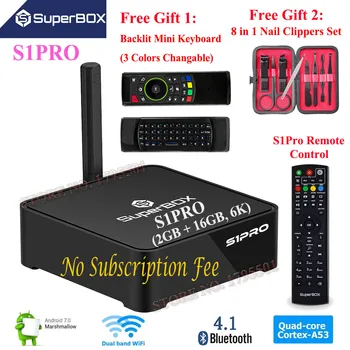 

SuperBOX S1 PRO 6K IPTV Smart Android TV Box 2G 16GB, 1000+ North American US Canada Free Live TV Channels No Subscription Fee