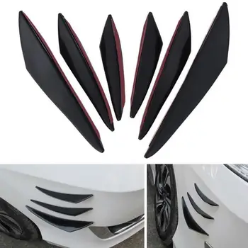 

6Pcs/set Front Bumper Lip Splitter Fin Air Knife Auto Body Kit Carbon Fiber Black Car Spoiler Styling Decoration Accessories