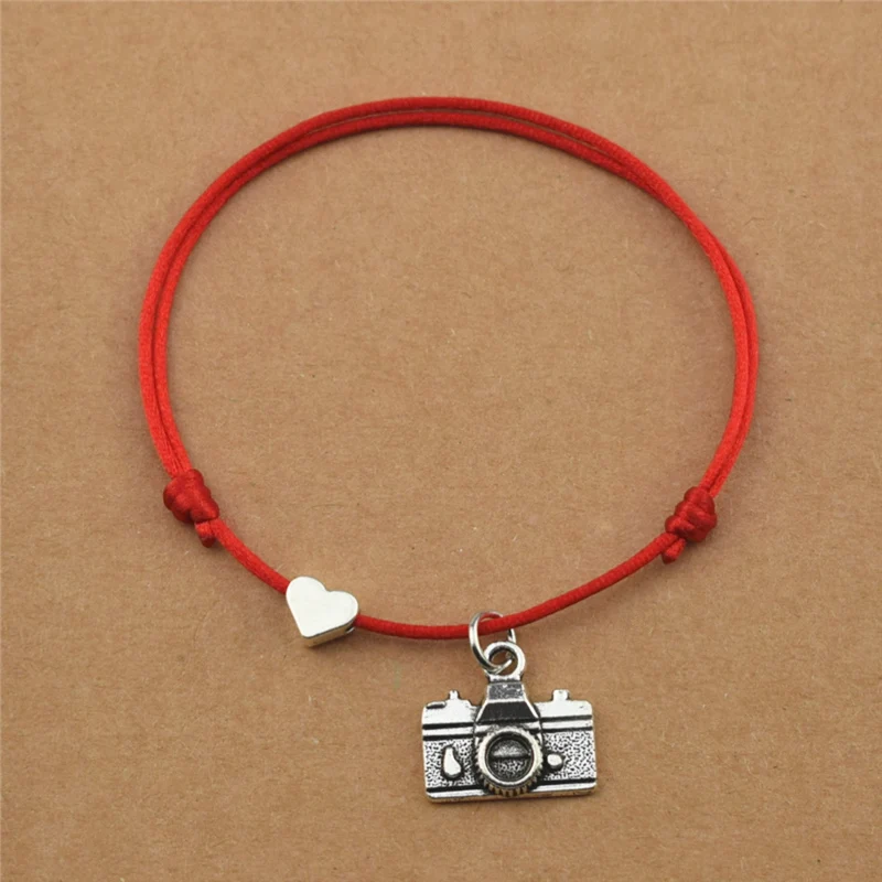 New Party Unique Jewelry Red Cord Black Rope Heart Love Photography Camera Charm Pendant Bracelets for Women Men Couple Gifts | Украшения и