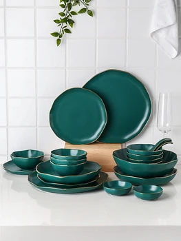 

Nordic Dish Set Creative Household Ceramic Bowl Rice Soup Tableware Combination тарелка детская деревянная посуда набор
