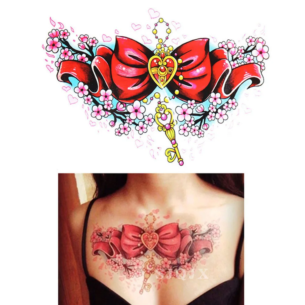1 piece Temporary waterproof tattoo sticker flower owl bird skull Coloured Arm fake tattoo Small body art tattoo sticker - Цвет: F