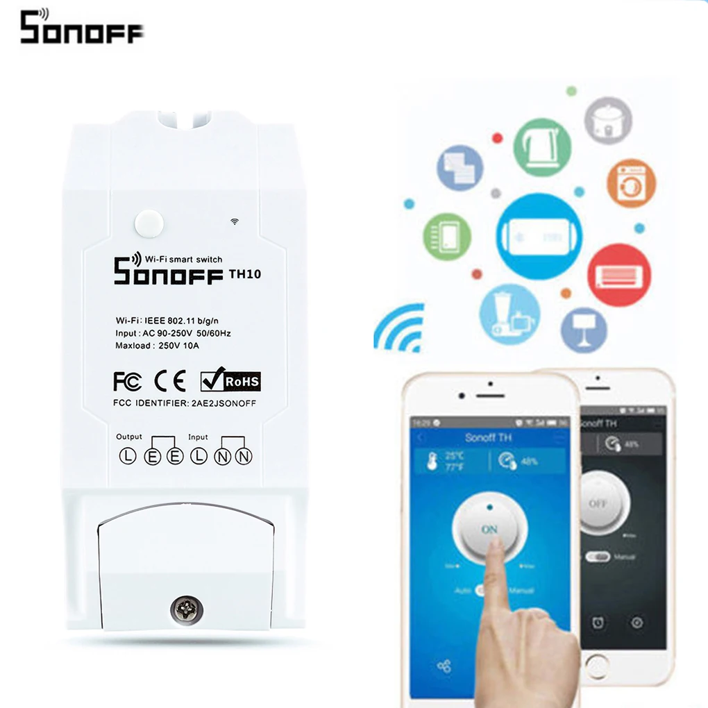 Смарт контроллер Sonoff TH10 с датчиком температуры и контролем влажности|home automation