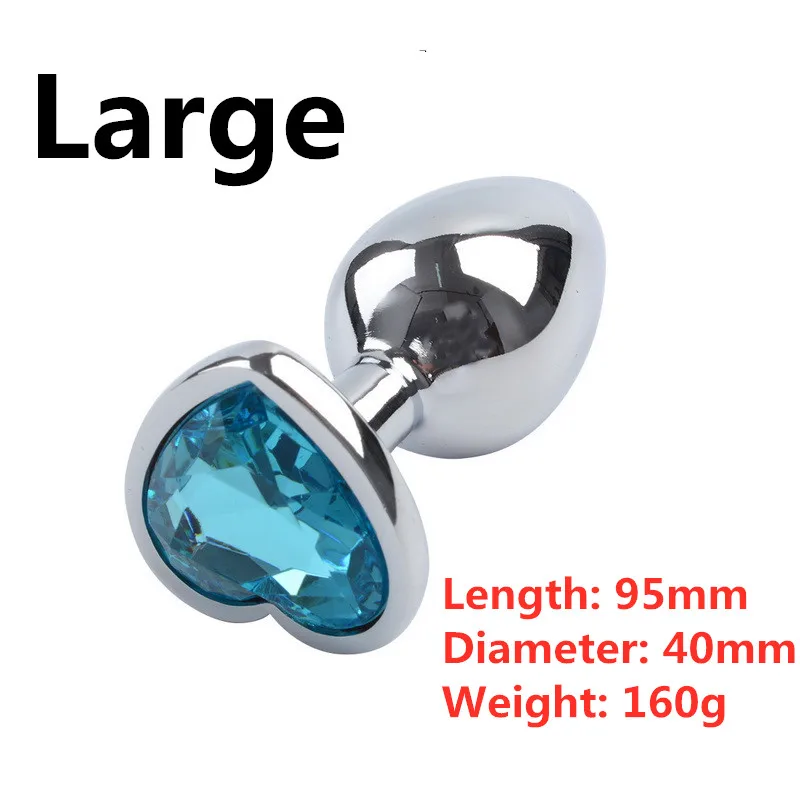 Large Anal Plug Heart Stainless Steel Crystal Removable Butt Stimulator Sex Toys Prostate Massager Dildo | Красота и здоровье
