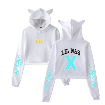 

2019 Rapper Lil Nas X Song Old Town Road NEW 2D print fashion trend sala Cat Crop Top Women Hoodies Sweatshirt Sexy clothes