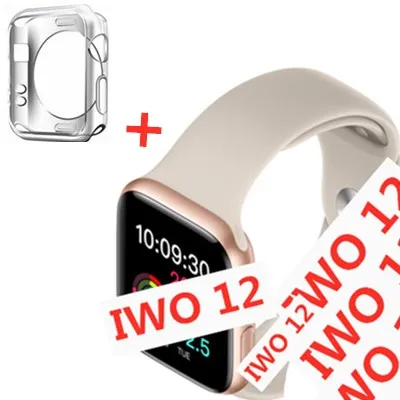 IWO 12 Bluetooth Смарт часы 1:1 SmartWatch 44 мм чехол для Apple iOS Android сердечного ритма ЭКГ IP68 Водонепроницаемый IWO 11 IWO 10 Обновление - Цвет: Gold ash