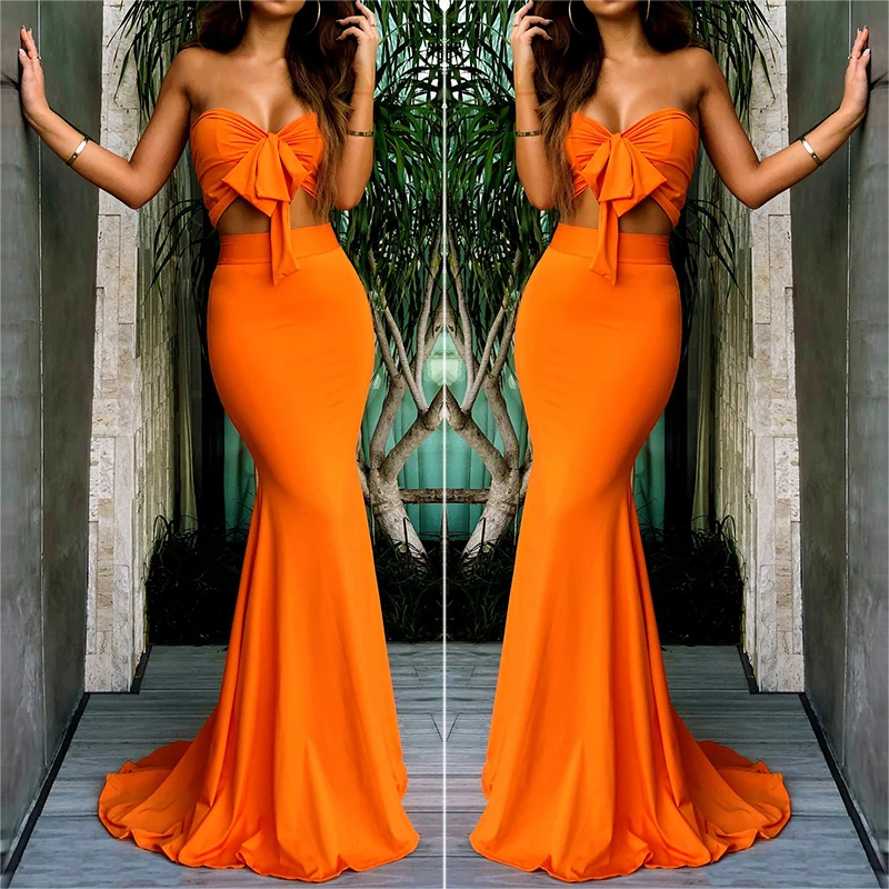 

Slim skirt party Skirt Trumpet Summer Casual Beach slim Ladies hip-up off shoulder Bandage