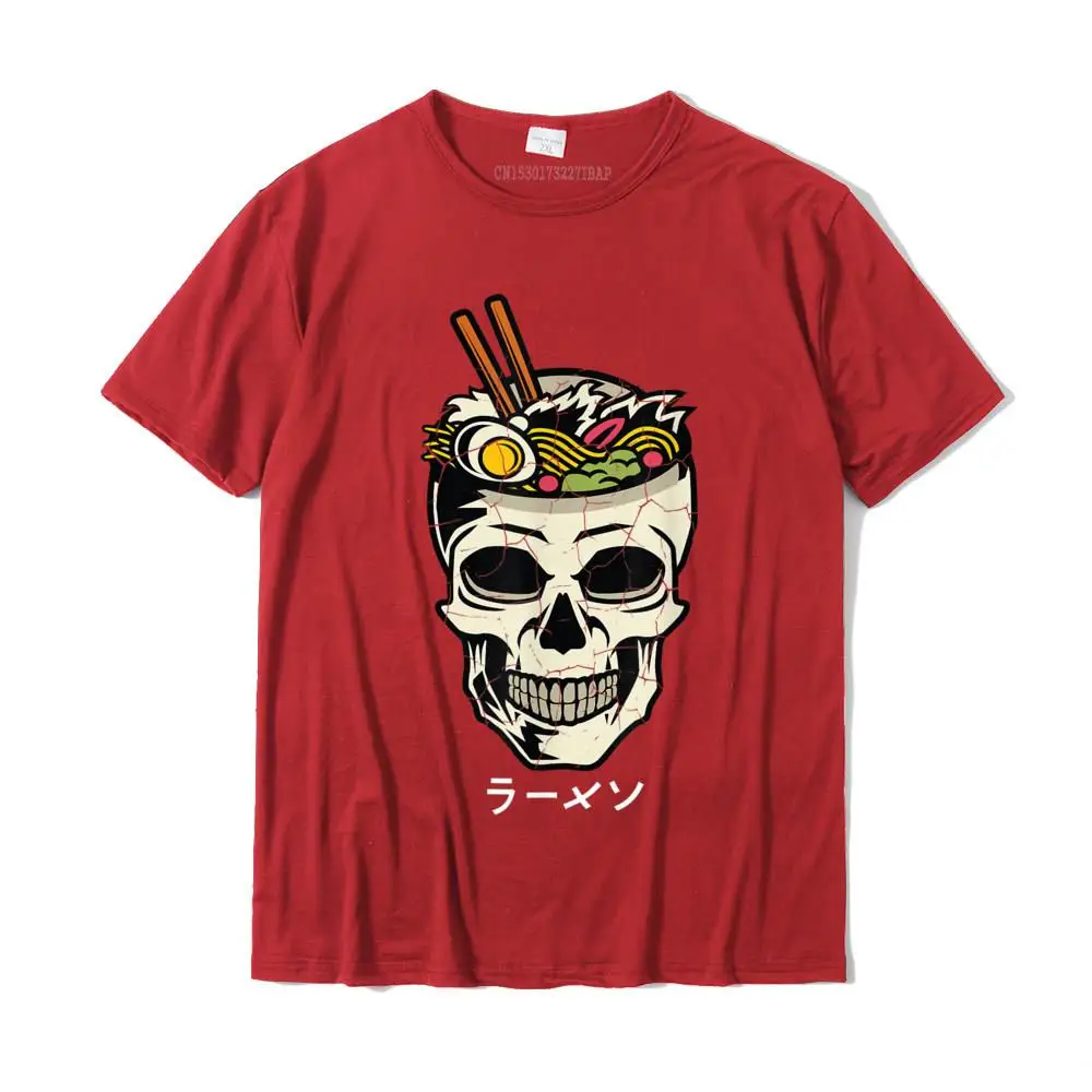 Casual Short Sleeve Tops Shirts Summer Autumn O-Neck All Cotton Men T-shirts Unique Casual Sweatshirts Graphic Vintage Japanese Ramen Noodles Skull Brain Graphic T-Shirt__MZ16621 red
