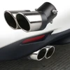 Dual Outlet Car Exhaust Tip Stainless Steel Slant Rolled Edge Auto Muffler Silencer Universal Black+Silver Car Exterior Supplies ► Photo 1/6