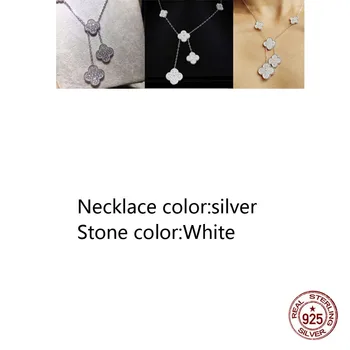 

925 sterling silver necklace personality fashion style 5 four-leaf clover middle diamond high-end shape new jewelry girlfriend