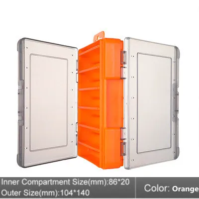 Double Sided Fishing Box 12 Compartments Waterproof Bait Lure Hook Storage Organizer Case Container Carp Fish Tackle Accessories Orange