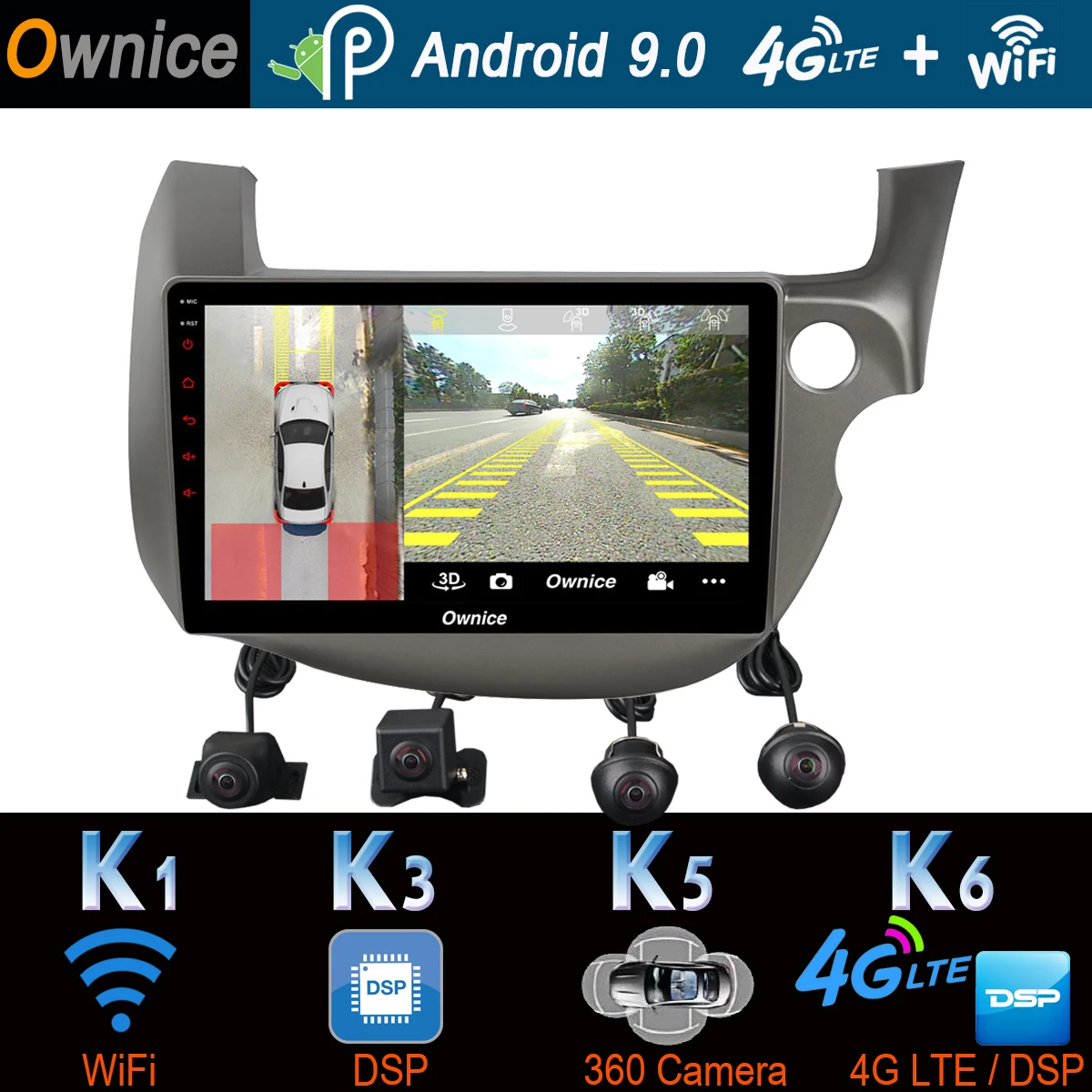 

360° Panoramic Android 9.0 4G+64G Car Multimedia Player DSP CarPlay GPS Radio For Honda Fit Jazz 2008 2009 2010 2011 2012 2013