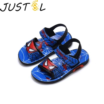 

2020 New Children's boys blue Spiderman Cartoon Sandals Velcro Baby Soft-Soled beach fashion Sandals shoes 21-35