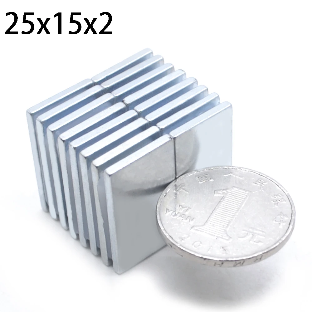 

NdFeB neodymium magnet block 25x15x2 mm Rectangle strong plate permanent magnets rare earth magnets nicuni coated 24-240 pcs
