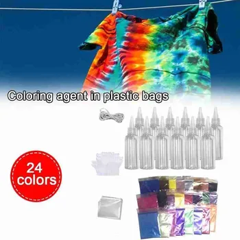 

24 Colors Cold Water Dye Textile Paints Diy Craft Fabric Clothing Graffiti Cold Water Hand Work Coloring Agent In Plastic Bags