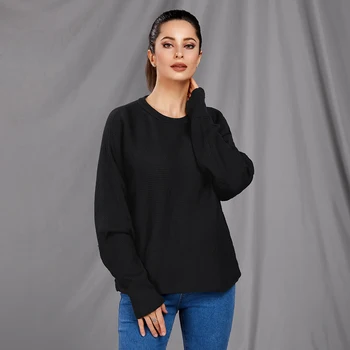 

Fashion Winter Warm Women's Sweater Crewneck Knit Long Sleeve Pullover Tops Solid Color New Bat Sleeve Loose Large Size Sweater