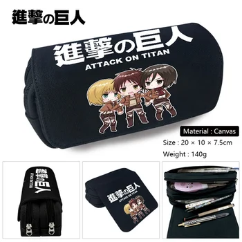 

New Anime Attack On Titan Prints Boys Girls Kids Teenager Student Canvas Pencil Case Box Cosmetic Makeup Change Purse Pen Bag