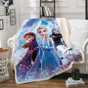 

Disney Frozen Princess Plush Blanket Throw for Sofa Bed Office Winter Siesta Sleeping Cover for Christmas Gift
