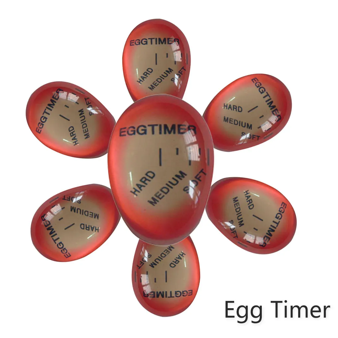 

1pc Eggs Cooking Helper Color Changing Timer Soft Hard Boiled Eggs Cooking Kitchen Eco-Friendly Resin Egg Timer Red Timer Tools
