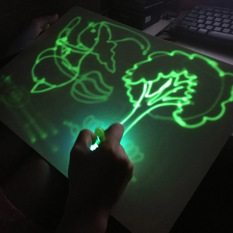 Draw with Light In Dark A3 Luminous LED Children Toys Tablet Magic Drawing Board Set Fluorescent Pen Educational Noctilucent Kid