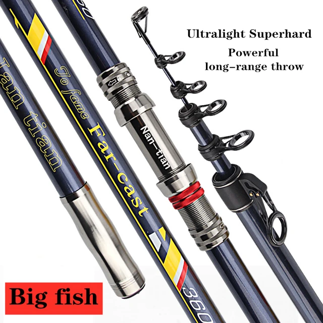 Powerful Big Fish Spinning Fishing Rod Super Hard Strong Telescopic