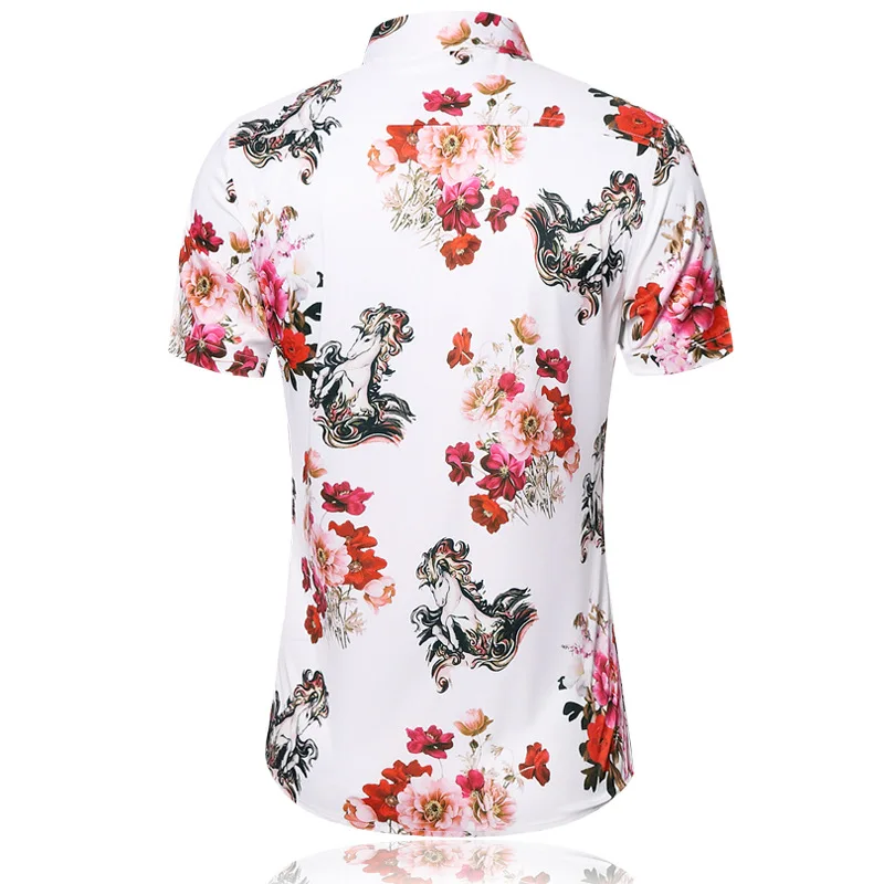 

Summer Men's Digital Printing Men's Korean-style Printed Shirt Plus-sized Short Sleeve Shirt