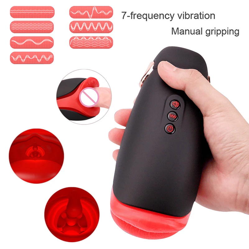 iKenmu Masturbation Cup Vibrator Male Masturbator Vibrator Real Mouth for Men Silicone Toy,Can Sound,Deep Throat Sex Toy for Man