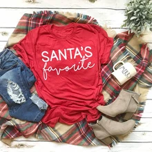 Футболка SANTA'S favorite, забавный слоган, женская мода, хипстер, рождественские, вечерние, стильные, tumblr, Повседневная футболка в стиле tumblr, красные футболки-J957