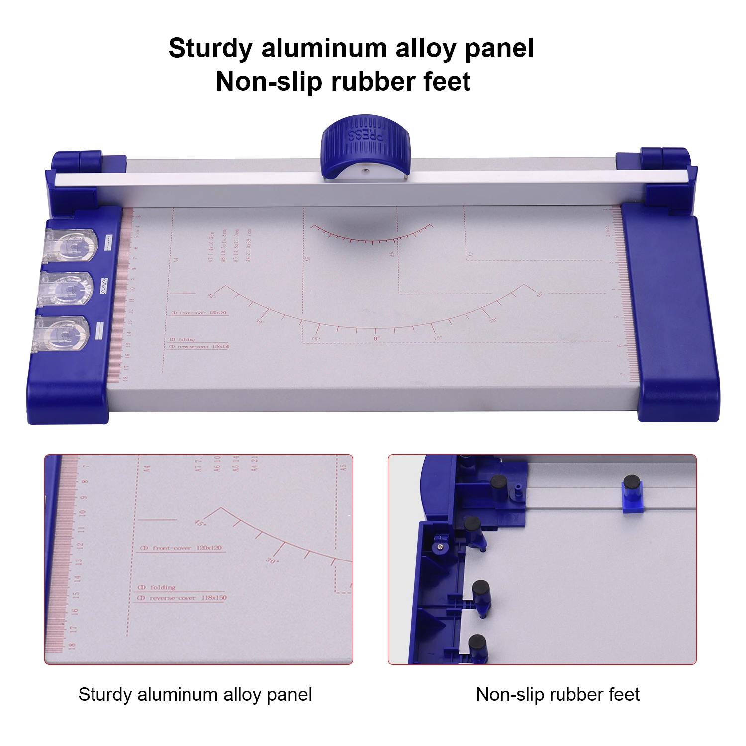 Paper Trimmer Manual Cutting Machine with 3 Kinds of Replacement Blades DIY Crafting Stationery for A4/A5/A6/A7 Paper Size