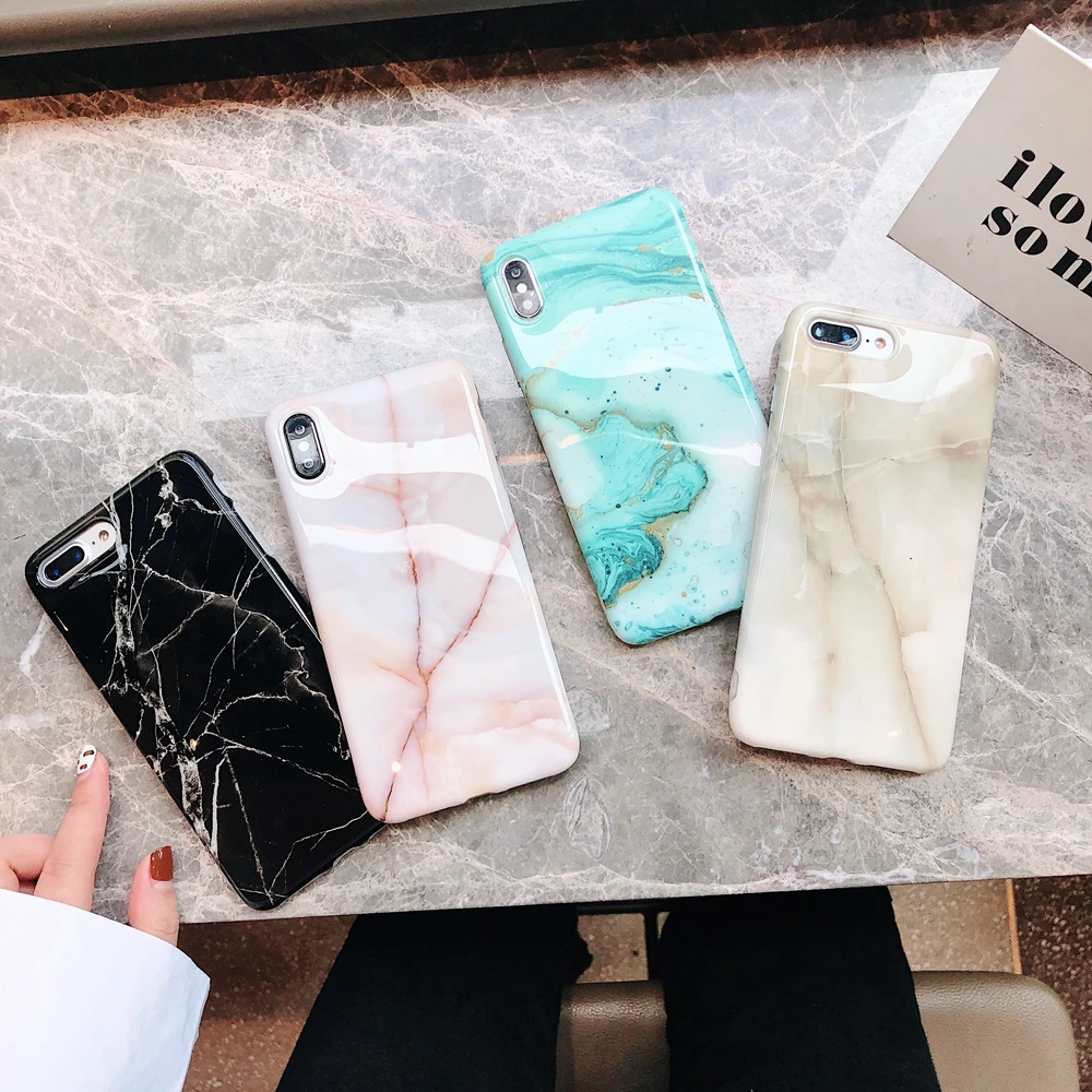 

Luxury Phone Case for Coque iPhone XR Case Green Marble Stone Silicone Cover for iPhone 6 6S 7 8 Plus XS MAX X Case Funda Capa