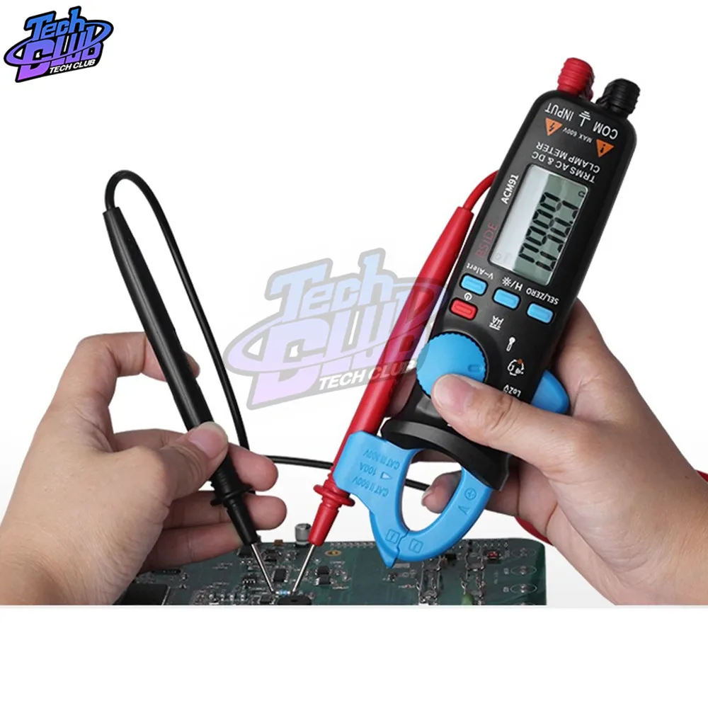 ACM91 Digital Clamp Meter Multimeter AC/DC Current 100A 1mA RMS Auto Range Live Check NCV Temp Frequency Capacitor Tester
