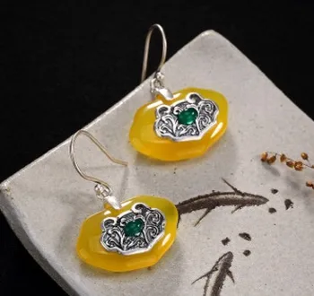 

2pairs/lots low price high quality noble diamond crystal natural jade 925 silver lady's earings 69bc