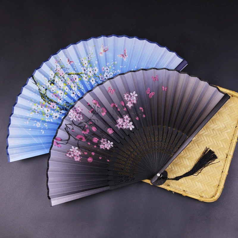 Chinese Style Folding Fans Flower Painting Dance Hand Fan Wedding Party Decors