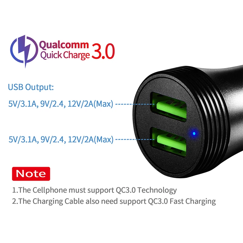 36 Вт мини металлический быстрый QC 4,0 3,0 USB адаптер usb телефон автомобильное зарядное устройство для iPhone для huawei для xiaomi для anker для samsung s10