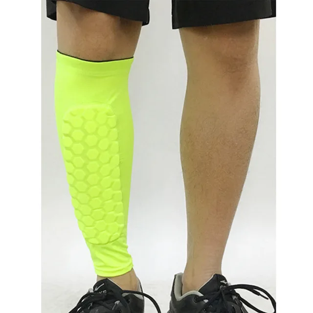 1pcs Honeycomb Shin Guard Professional Football Shields Soccer Legging Shinguards Leg Sleeves Protective Gear Sports Protector - Цвет: Красный