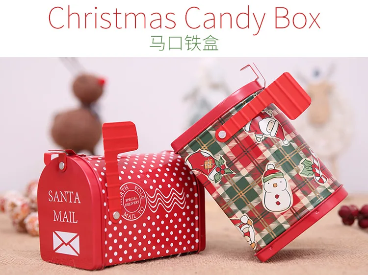 10 шт., рождественские украшения для домашнего подарка, жестяной ящик для электронной почты, железный почтовый ящик, банки для подарков для детей, мультяшная Рождественская коробка для конфет