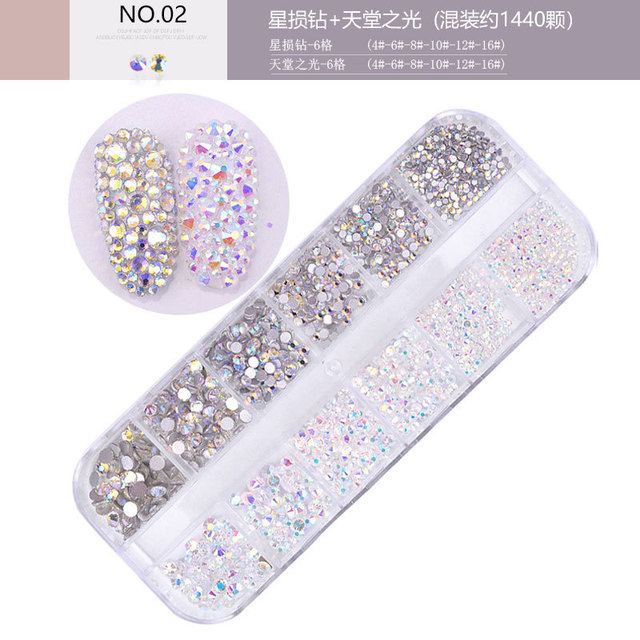boxes / set of AB crystal rhinestone diamond gem 3D glitter nail art decoration beauty