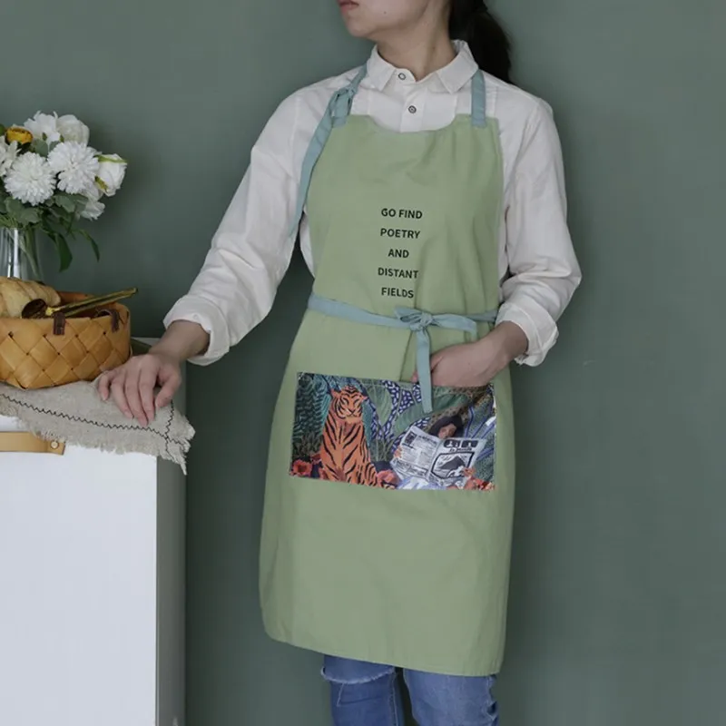 

New Cotton Canvas Apron Original Nordic Sleeveless Waterproof Gown Restaurant Kitchen Apron Household Apron