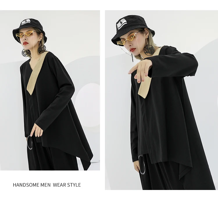 Ins Hot Asymmetric Tops Korean Ladie Tops Womens Korean Long T Shirts Harajuku Streetwear Female Oversized Tshirts SA420S30