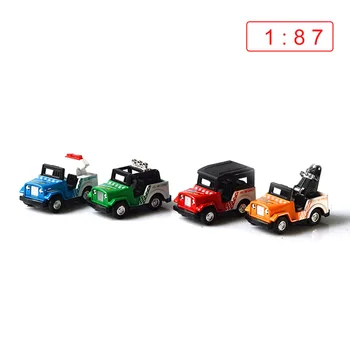 

4Pcs 1:87 HO Scale Patrol Car Model Sand Table Scene Ornaments - Random Color