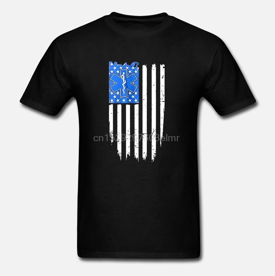 EMT Ghost Flag First Responder EMS Скорая медицинская техника футболка (2)|Футболки| |