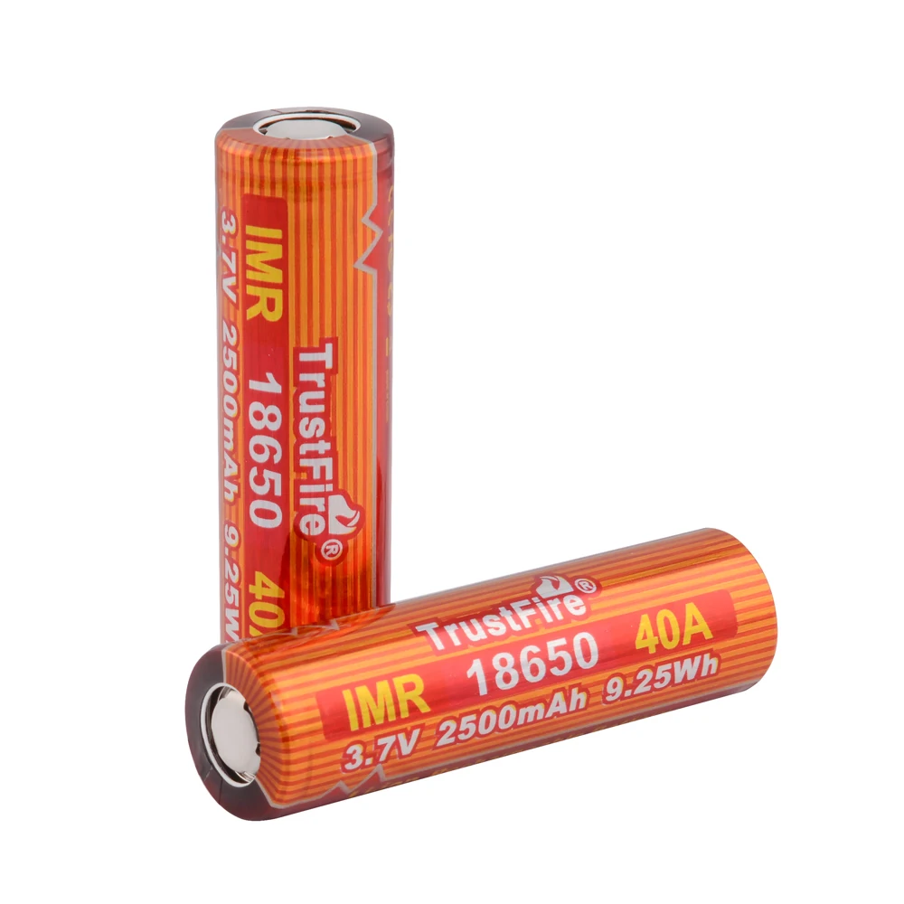 TrustFire IMR 18650 40A 3 7 V 2500mAh 9.25Wh перезаряжаемая литий ионная батарея литиевые батареи с