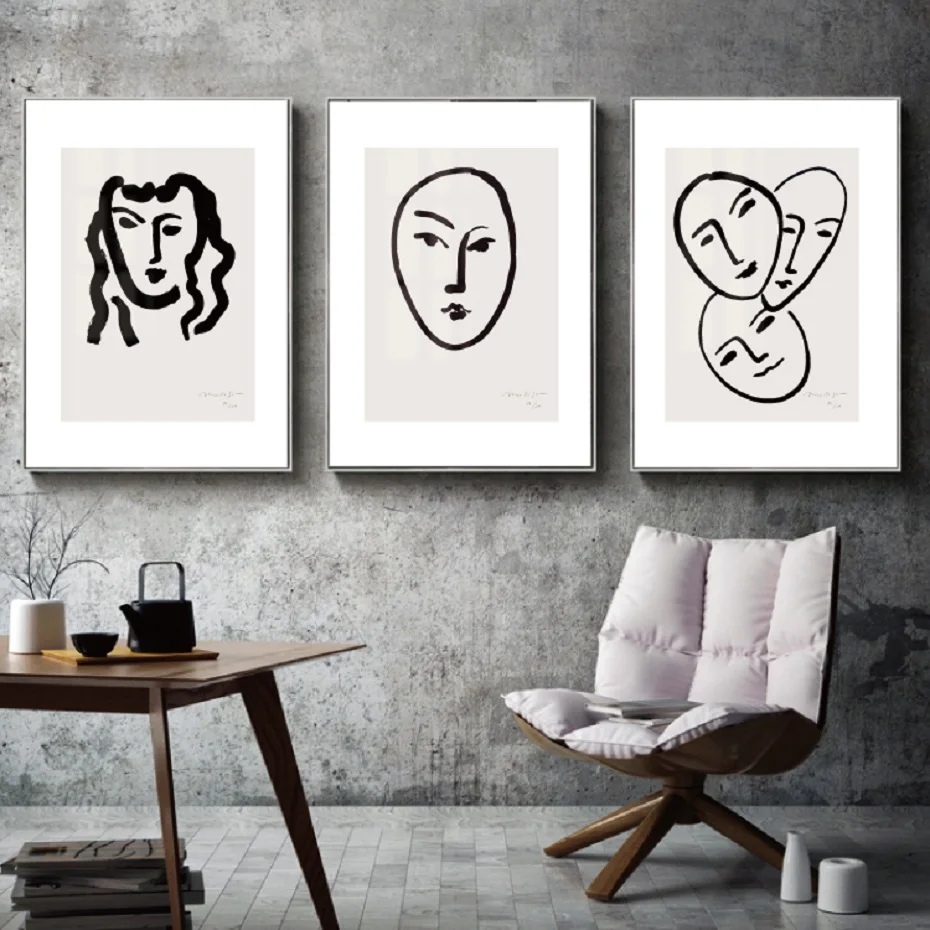 Настенные постеры и принты Matisse с абстрактными линиями в скандинавском стиле