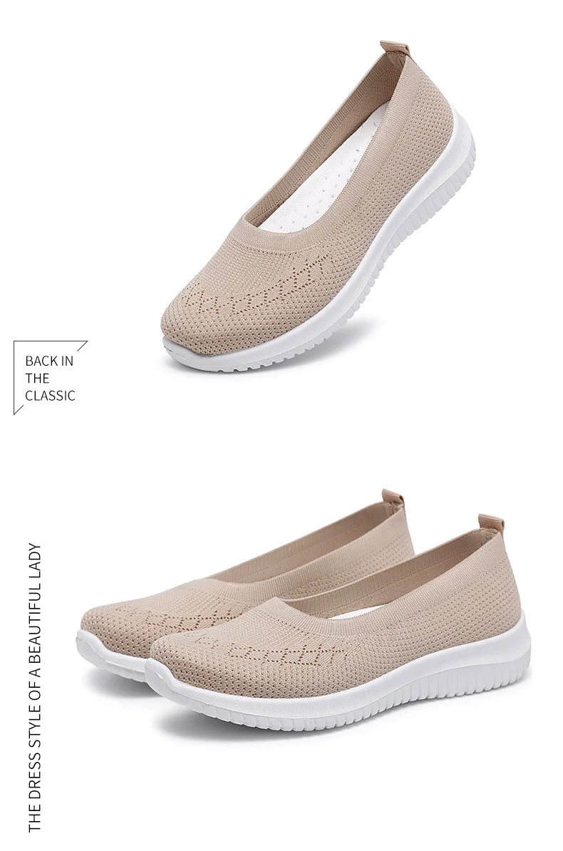 Women Slip On Shoes Knitting Socks Shoes Ladies Loafers Ballerinas Ladies Flat Footwear Luxury Sneakers For Elderly Knit Soft