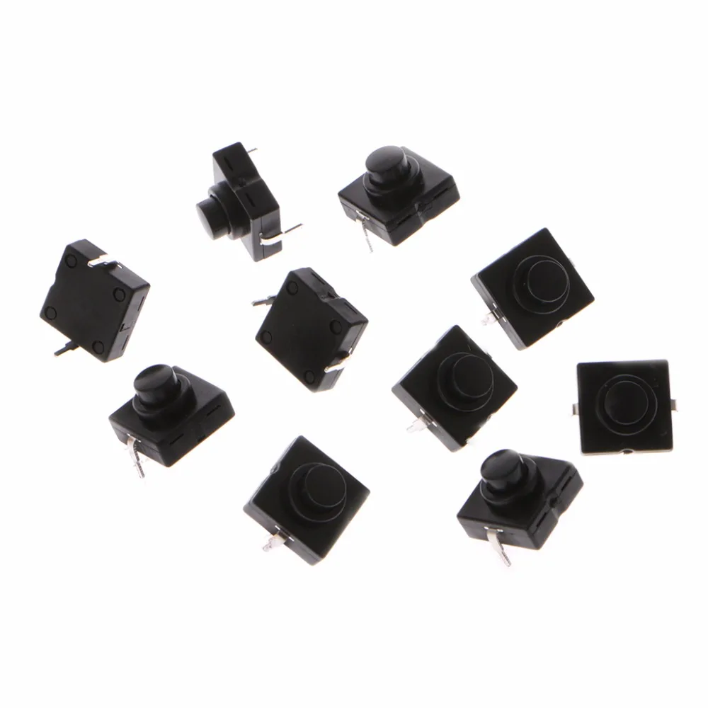 

10 Pcs Flashlight Switch Button 1A 30V 2Pin CB-1212-112D Ultra-Thin Medium Feet Switches Button